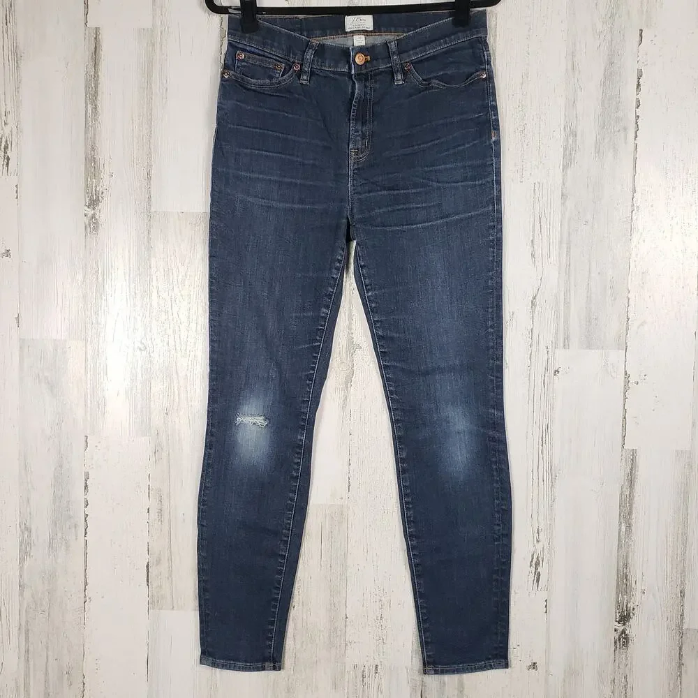 J. Crew Blue Denim Lookout High Rise Toothpick Skinny Jeans Women's Size 30